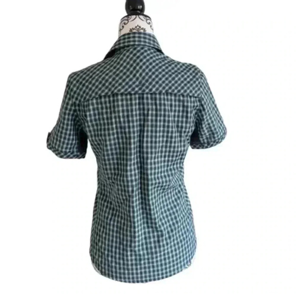 Icebreaker Shirt Short Sleeves Button Down Green Blue Pocket Women's size Small - Picture 3 of 11